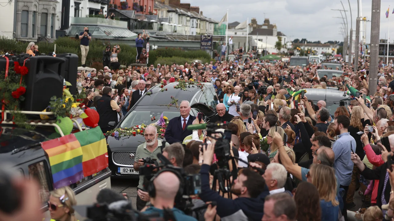 Hundreds gather to say goodbye to Sinéad O’Connor at funeral procession in Ireland